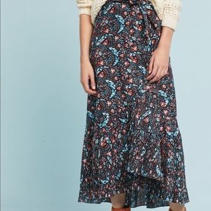 Anthropologie Floral Wrap Skirt